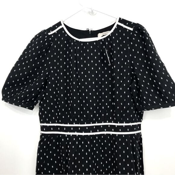 LOFT Black White Dot Cottagecore Short Sleeve Flounce Dress NEW with Tags - Picture 5 of 15